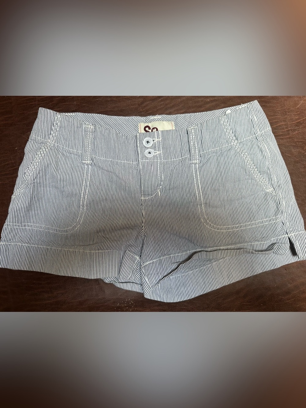 SO Girls Navy and White Pinstripe Shorts with side and back pockets